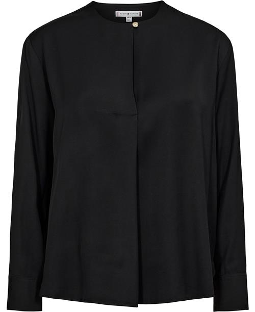 Tommy Hilfiger Fluid Viscose Vneck Rlxd Blouse Kvinde Black Langærmede Bluser Str 38 - hos Magasin