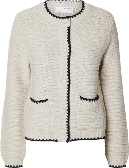 Selected Femme Slfjilli LS Knit Cardigan EX Kvinde Birch/black Cardigans Str XS - hos Magasin