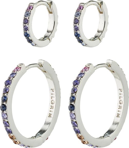 Se Pilgrim Reign Recycled Hoops, 2in-one set, Silver-plated one size - Creoler hos Magasin ved Magasin