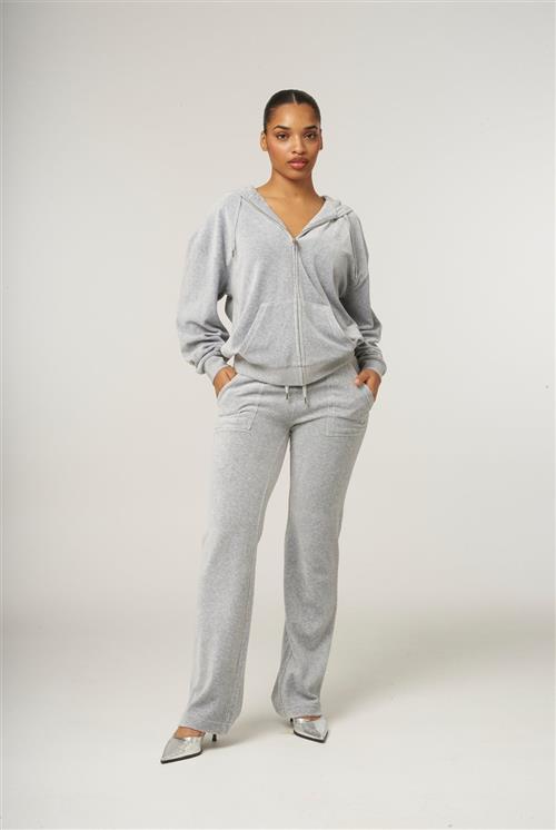 Juicy Couture Halan Oversized ZIP Thru Hoodie Kvinde Silver Marl Hættetrøjer Str S - Velour hos Magasin