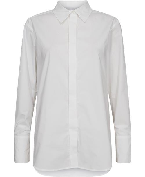 DAY Birger et Mikkelsen Christiane Solid Cotton RD Kvinde Bright White Langærmede Skjorter Str XL - hos Magasin