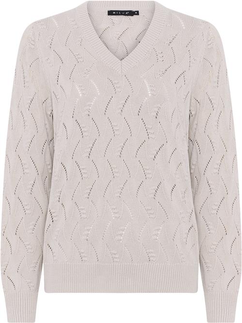 Micha Jumper_ Cotton Pattern Knit Kvinde Sandshell Sweaters Str XL - hos Magasin