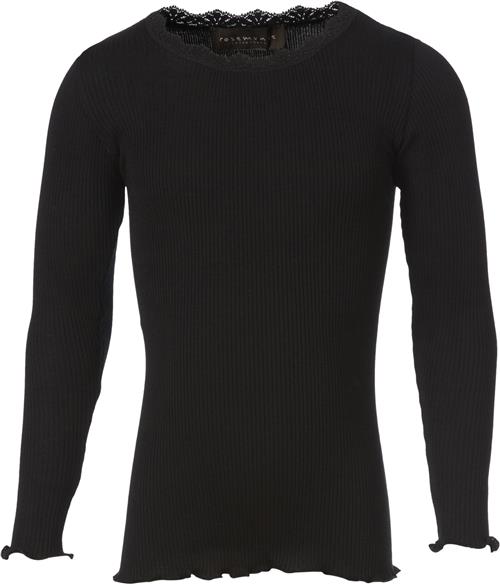 Se Rosemunde Silk Tshirt Regular ls w/ Lace Str 12 år - Sort Langærmede T-shirts Silke hos Magasin ved Magasin