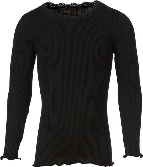 Se Rosemunde Silk Tshirt Regular ls w/ Lace Str 14 år - Sort Langærmede T-shirts Silke hos Magasin ved Magasin