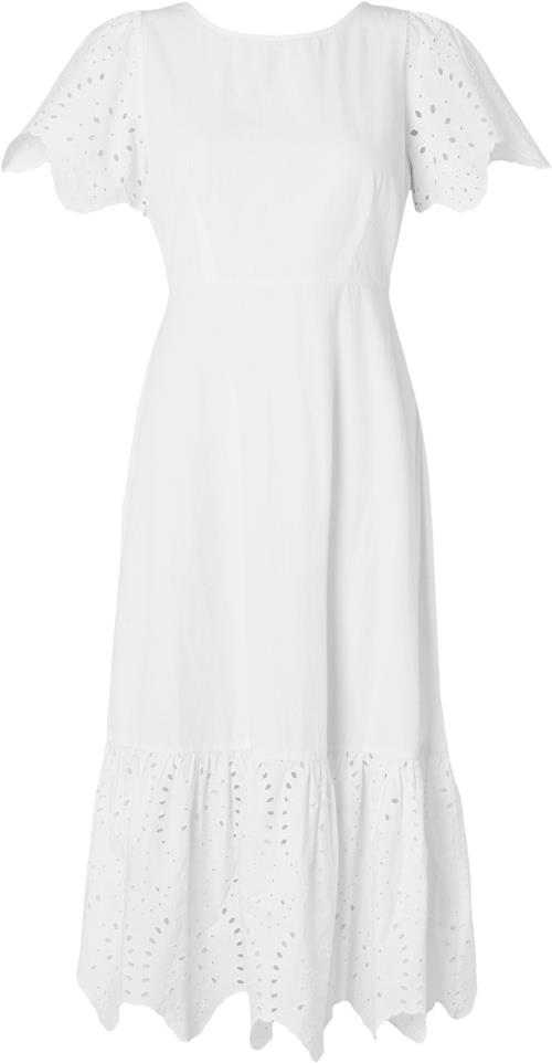 Selected Femme Slfkelli SS Ankle Broderi Dress B Kvinde Hvid Maxi Kjoler Regular Fit Str 40 - hos Magasin