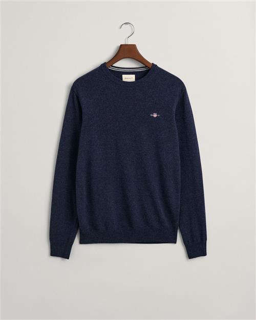 Gant Superfine Lambswool Cneck Mand Dark Navy Melange Sweaters Str M - hos Magasin