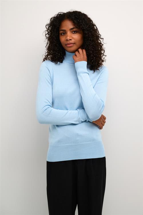 Kaffe Astrid Roll Neck Kvinde Celestial Blue Kortærmede T-shirts Regular Fit Str XS - Nylon hos Magasin