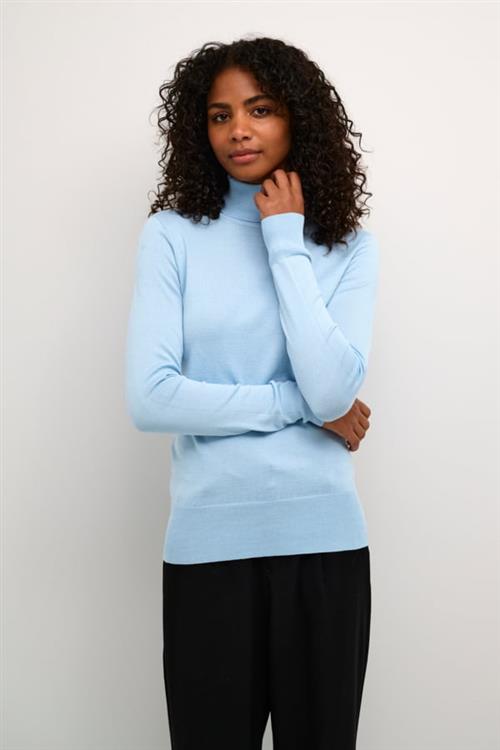 Kaffe Astrid Roll Neck Kvinde Celestial Blue Kortærmede T-shirts Regular Fit Str XXL - Nylon hos Magasin