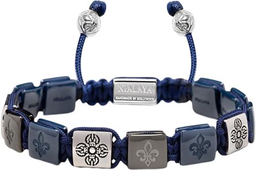 Nialaya Men's Ceramic Flatbead Bracelet in Blue and Silver XL - Armbånd Stål hos Magasin