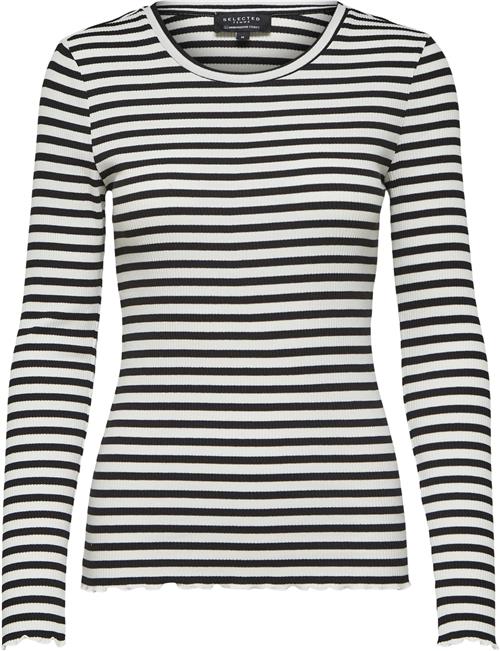 Selected Femme Slfanna LS Crew Neck TEE STR S Noos Kvinde Sort Langærmede T-shirts Regular Fit Str L - hos Magasin