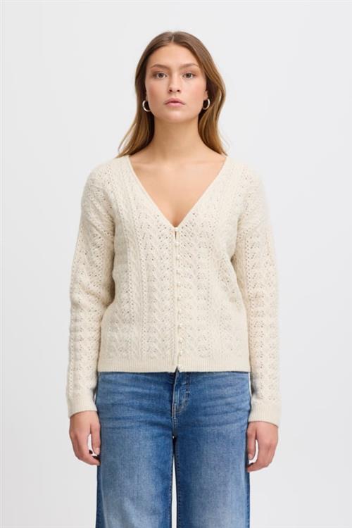 ICHI Ihliyanna CA2 Kvinde Almond Milk Cardigans Regular Fit Str L - hos Magasin