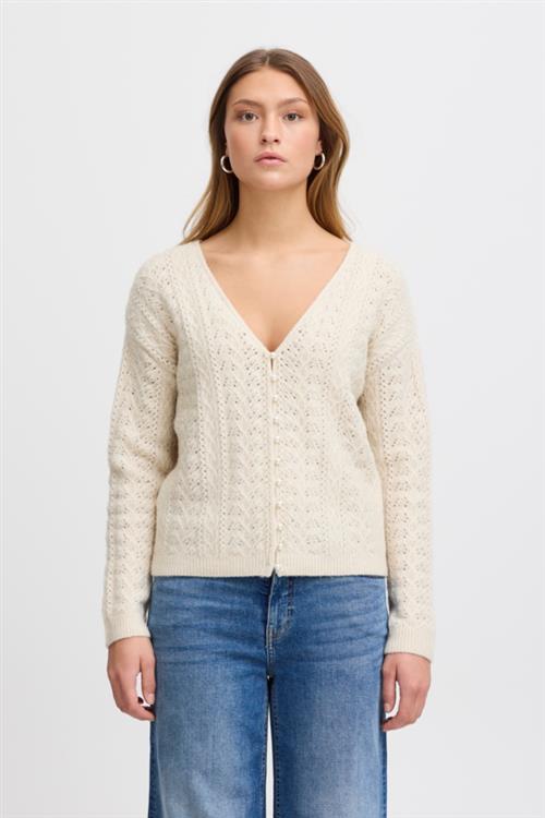 ICHI Ihliyanna CA2 Kvinde Almond Milk Cardigans Regular Fit Str M - hos Magasin