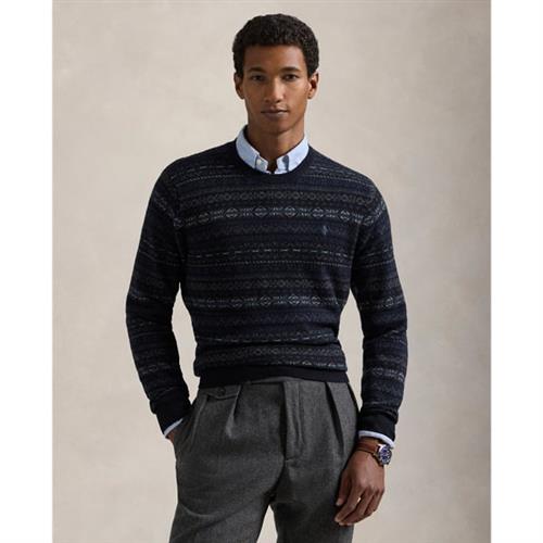 Se Polo Ralph Lauren 2/175 Wool Rws-lsl-plo Mand Navy Combo Sweaters Str M - hos Magasin ved Magasin