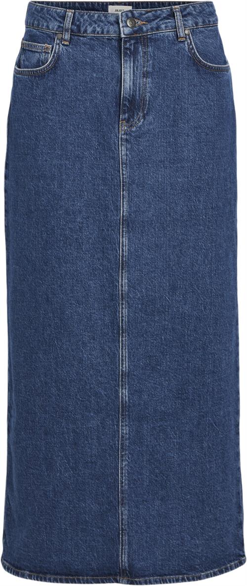 Object Objellen MW Long Denim Skirt Noos Kvinde Medium Blue Denim Maxi Nederdele Str XL Denim - hos Magasin