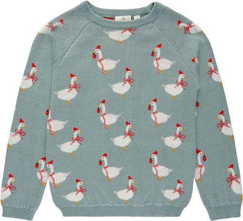 The New Tnholiday Jacquard Goose Pullover Str 122-128 cm/7-8 år Unisex - Abyss Strik Bomuld hos Magasin