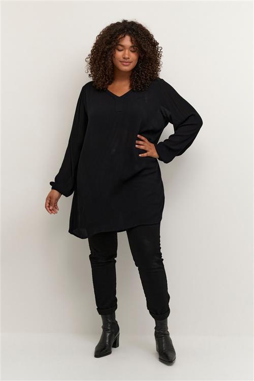 Kaffe Curve Kcami LS Tunic Kvinde Sort Tunikaer Str 46 - hos Magasin