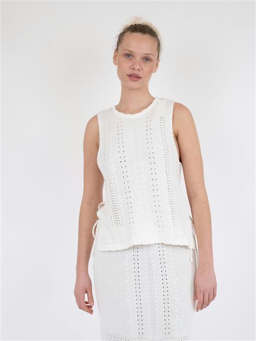 Neo Noir Aritza Crochet Knit Top Kvinde White Sweaters Str 44 - hos Magasin