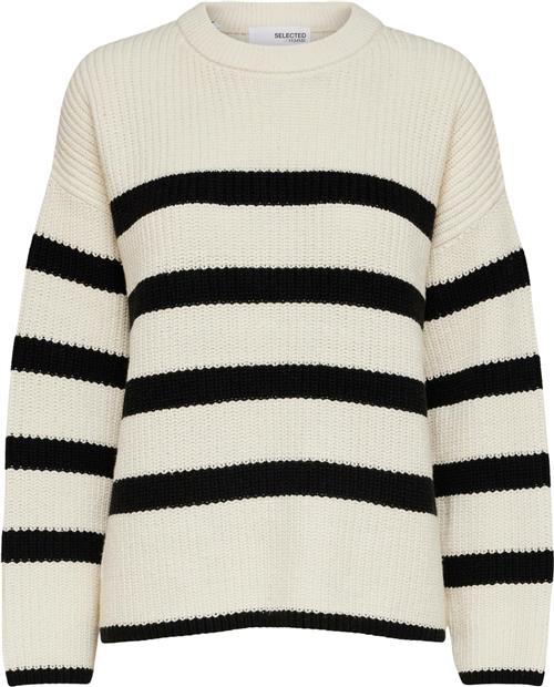 Se Selected Femme Slfbloomie LS Knit Oneck Noos Kvinde Hvid Sweaters Str XXL - hos Magasin ved Magasin