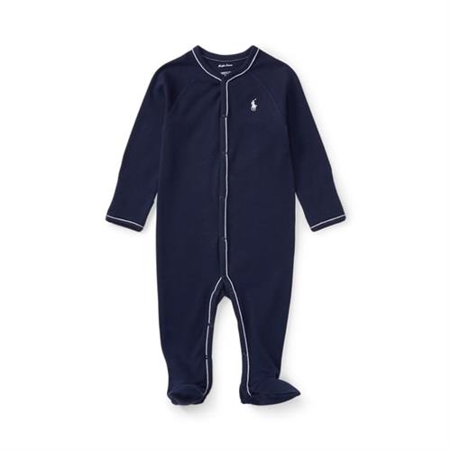 Se Polo Ralph Lauren Cotton Jersey Footed Coverall Str Nyfødt - Blå Nattøj Bomuld hos Magasin ved Magasin