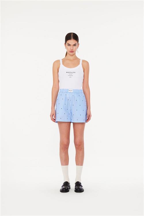 ROTATE Birger Christensen Elasticated Shorts Kvinde Blue Logo Stripe + Serenity Comb. Casual Shorts Str L - hos Magasin