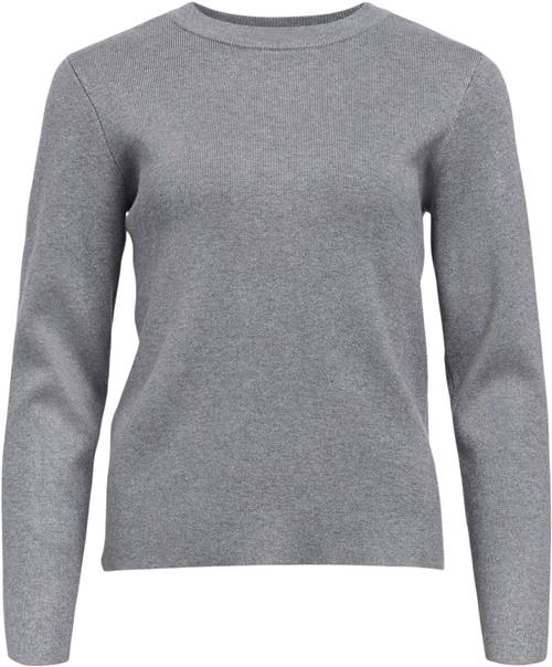 Se Object Objester SLI L/S Knit Pullover Noos Kvinde Medium Grey Melange/col Toppe Slim Fit Str XL - hos Magasin ved Magasin