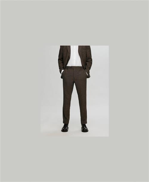 Selected Homme Slhslimreed Wool TRS Noos Mand Brownie/structure Habitbukser Slim Fit Str 48 - hos Magasin