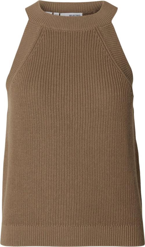 Se Selected Femme Slfvinna SL Halterneck Knit Kvinde Coca Mocha Toppe Loose Fit Str S - hos Magasin ved Magasin