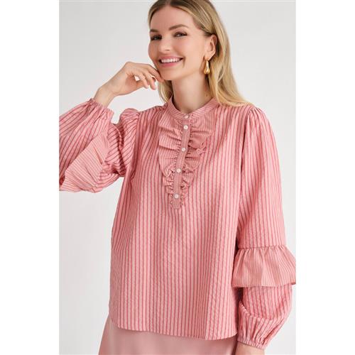 A-VIEW Karin Blouse Kvinde Rose/red Langærmede Bluser Str 34 - hos Magasin