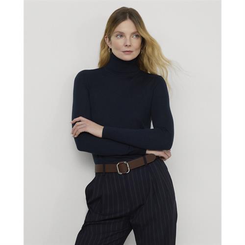 Lauren Ralph Lauren Modal Silk Nylonls Sweater Kvinde Lauren Navy Rullekraver Str XS - hos Magasin