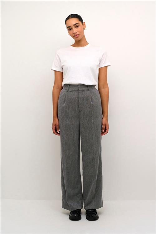 Se Kaffe Kajosie Wide Pants Kvinde Grey Melange Bukser Med Brede Ben Str 40 - hos Magasin ved Magasin