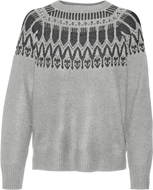 Vero Moda Vmsimone LS Nordic Pullover GA REP Kvinde Light Grey Melange/w. Dgm Sweaters Str XS - hos Magasin