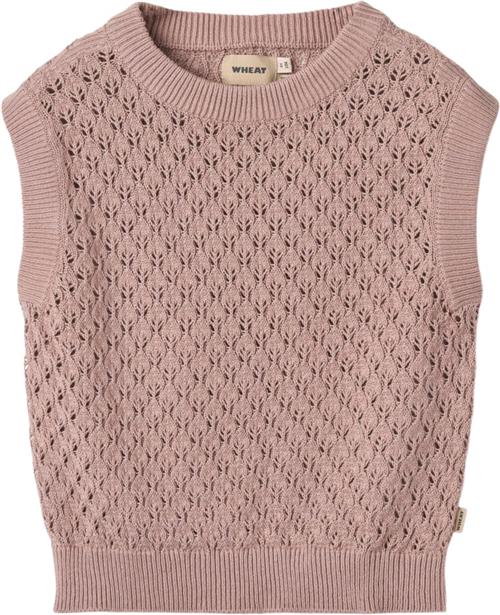 Wheat Strik Vest Saga Str 4 år / 104 cm - Dry Rose Toppe hos Magasin