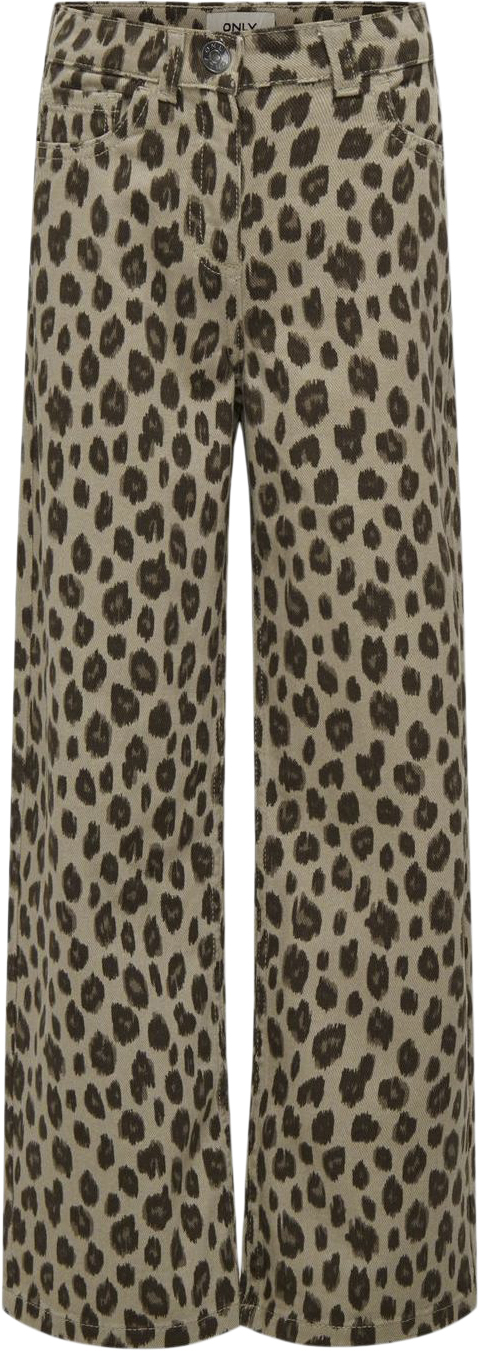 ONLY Kogleo Wide Pant PNT Str 158 - Beige/leo Bukser hos Magasin