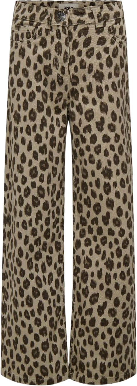 Se ONLY Kogleo Wide Pant PNT Str 146 - Beige/leo Bukser hos Magasin ved Magasin