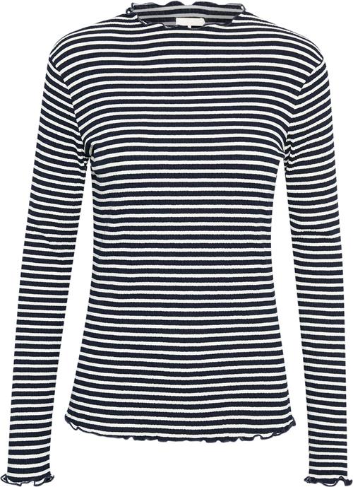 Karen by Simonsen Candacekb Stripe LS Kvinde Night Sky/egret Stripe Langærmede T-shirts Slim Fit Str S - hos Magasin