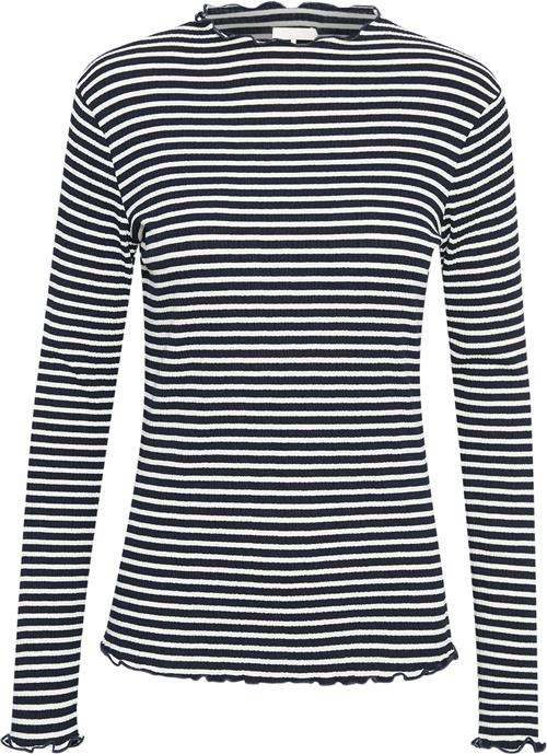 Se Karen by Simonsen Candacekb Stripe LS Kvinde Night Sky/egret Stripe Langærmede T-shirts Slim Fit Str M - hos Magasin ved Magasin