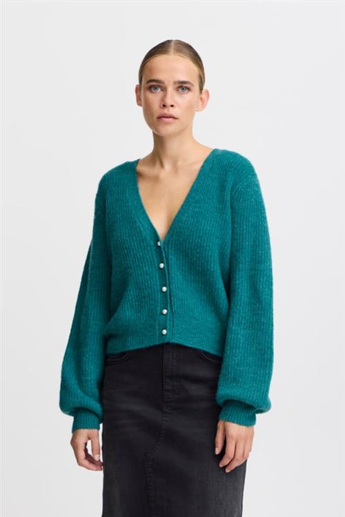 Se ICHI Ihmarin CA5 Kvinde Green-blue Slate Cardigans Loose Fit Str XS - hos Magasin ved Magasin