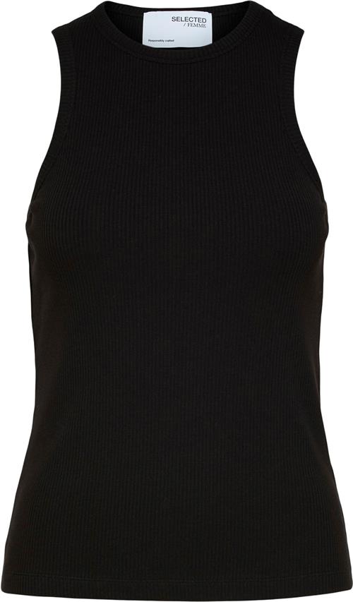 Selected Femme Slfanna Oneck Tank TOP Noos Kvinde Sort Tanktoppe Str XS - hos Magasin