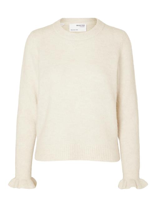 Se Selected Femme Slfsia RAS LS Knit Frill Cuff Onec Kvinde Birch/melange Sweaters Str L - hos Magasin ved Magasin