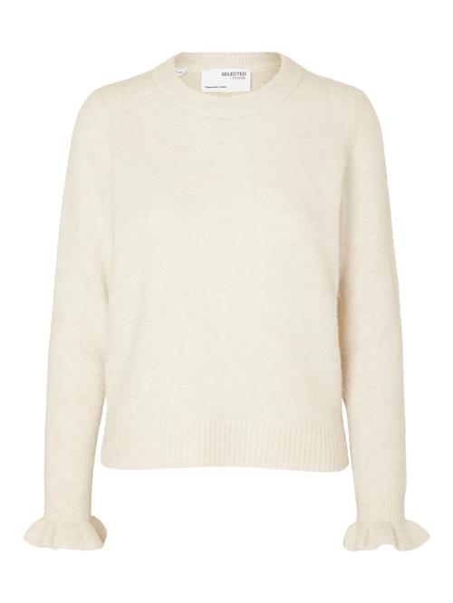 Se Selected Femme Slfsia RAS LS Knit Frill Cuff Onec Kvinde Birch/melange Sweaters Str XL - hos Magasin ved Magasin