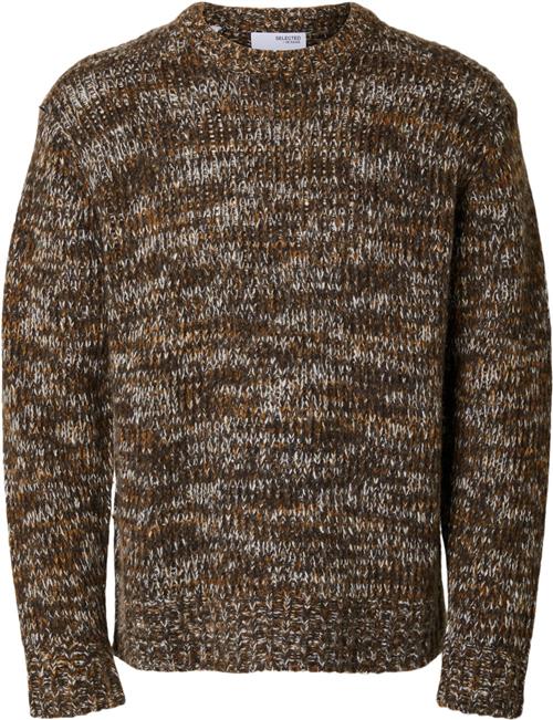 Se Selected Homme Slhpepper LS Knit Relaxed Mock Neck Mand Chocolate Torte/cathay Spice / Tofu Sweaters Str L - hos Magasin ved Magasin