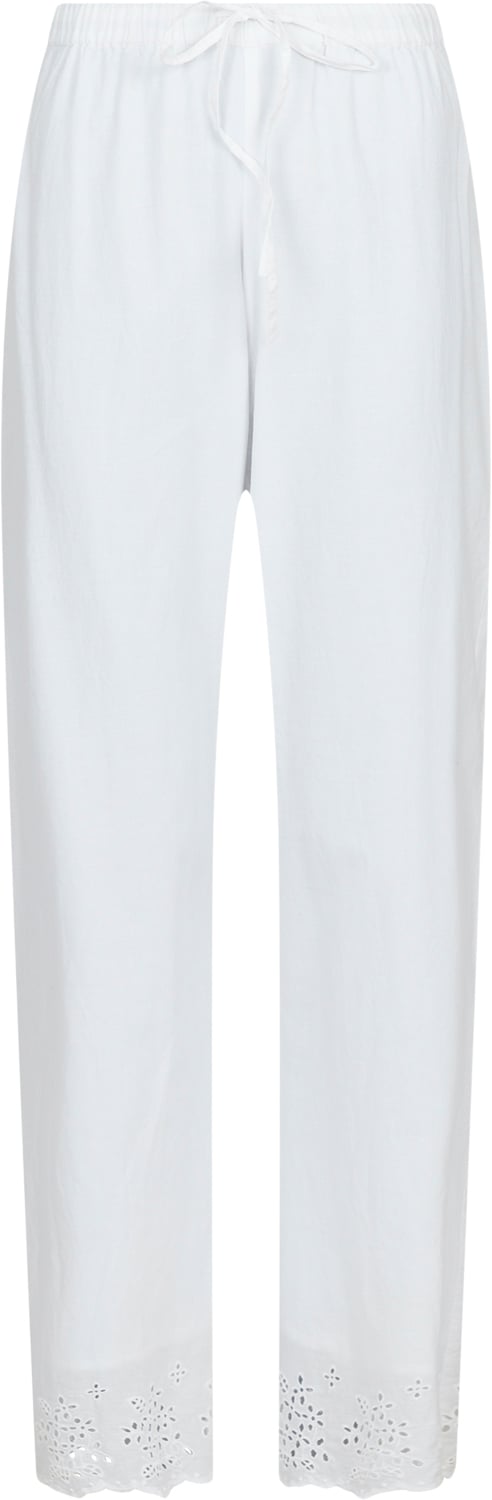 Neo Noir William Embroidery Pants Kvinde White Bukser Med Smalle Ben Str 38 - hos Magasin