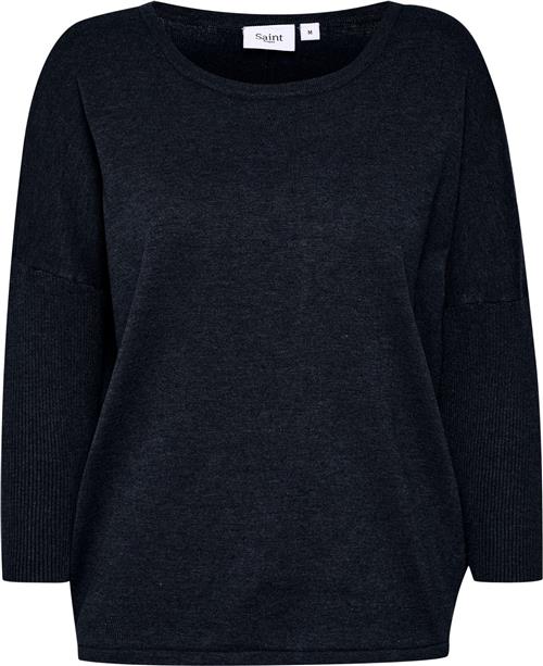 Saint Tropez A2561, Milasz Rneck Pullover Kvinde Night Sky Sweaters Casual Fit Str M - hos Magasin