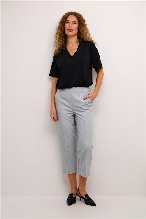 Se Kaffe Kasakura HW Cropped Pants Kvinde Grey Melange Bukser Str 44 - hos Magasin ved Magasin