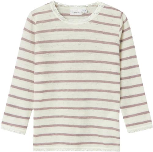 Name It Nmfwang Wool Needle LS TOP Noos Str 92 - Snow White/purple Dove Bluser hos Magasin