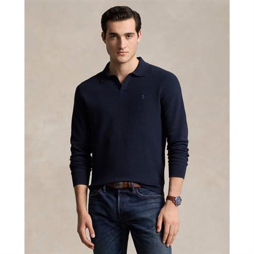 Polo Ralph Lauren 32/2 Cottonlsl-plo Mand Navy Heather Langærmede Poloer Str L - hos Magasin