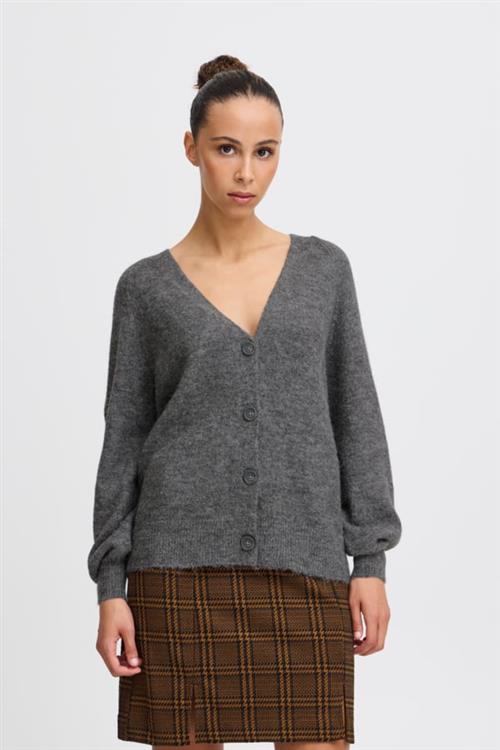 ICHI Ihkamara CA3 Kvinde Dark Grey Melange Cardigans Loose Fit Str S - hos Magasin