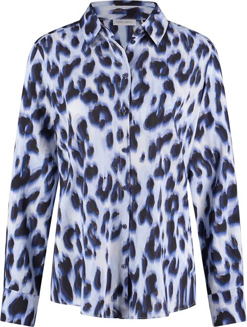 Se Gerry Weber Blouse 1/1 Sleeve Kvinde Blue/black Leo Print Toppe Str 44 - hos Magasin ved Magasin