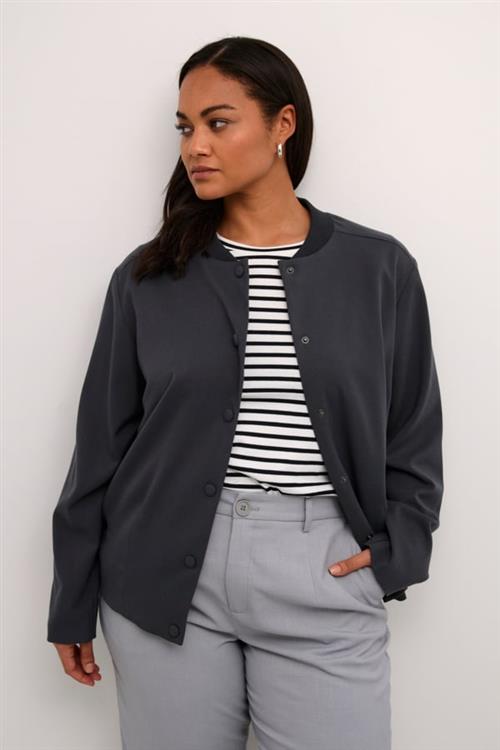 Kaffe Curve Kcmerla Jacket Kvinde Black Oyster Overgangsjakker Str 46 - hos Magasin