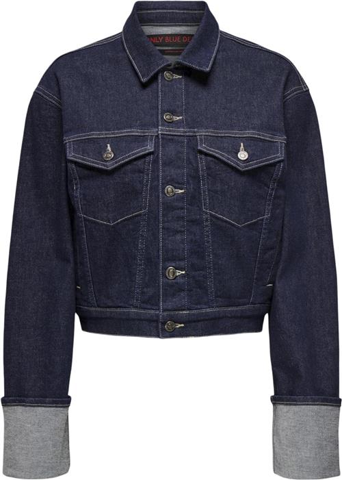 ONLY Onlmercer LS Fold UP Jacket RED DNM Kvinde Dark Blue Denim Overgangsjakker Str S - hos Magasin